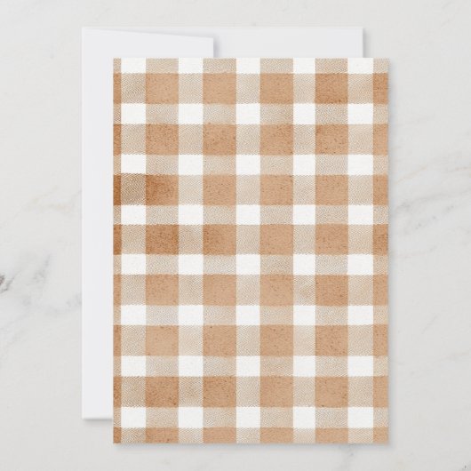 Fall in love Flowers Baby shower Gingham 招待状 (裏面)