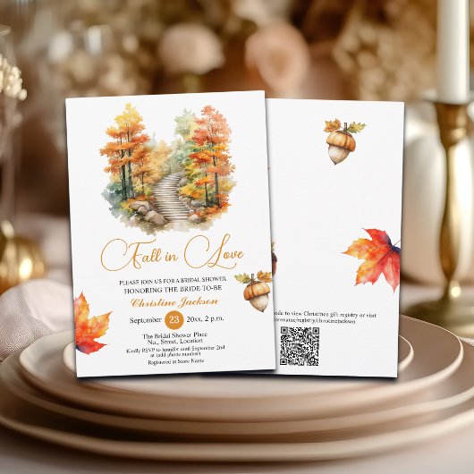 Fall in Love Forest in the Fall Bridal Shower  招待状