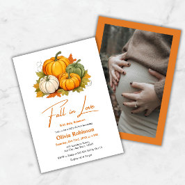 Fall in Love Gender Neutral Pumpkin Baby Shower 招待状