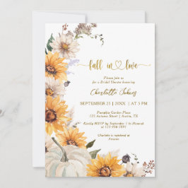 Fall In Love Gold Sunflowers Daisies Bridal Shower 招待状