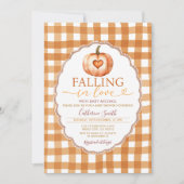 Fall in love Heart Pumpkin Baby shower Gingham 招待状 (正面)