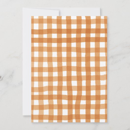 Fall in love Heart Pumpkin Baby shower Gingham 招待状 (裏面)