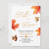 Fall in Love Maple Tree Leaves Bridal Shower  招待状 (正面)