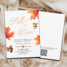 Fall in Love Maple Tree Leaves Bridal Shower  招待状