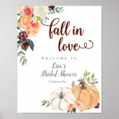 Fall in Love Marsala Pumpkin Welcome Sign ポスター (正面)