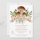 Fall In Love Mushroom Autumn Baby Shower  招待状 (正面)