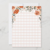 Fall In Love Orange Gingham Pumpkin Baby Shower 招待状 (裏面)