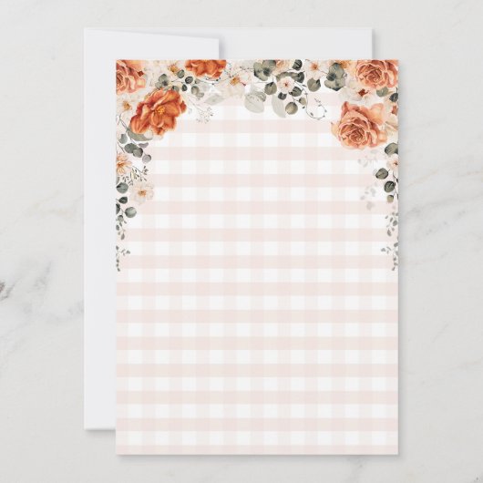 Fall In Love Orange Gingham Pumpkin Baby Shower 招待状 (裏面)