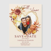 Fall in Love Photo Wedding Save the Date Magnet (正面)