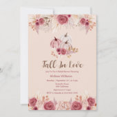 Fall In Love Pink Boho Bridal Shower Invitation 招待状 (正面)
