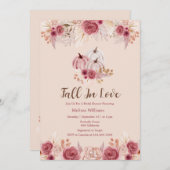 Fall In Love Pink Boho Bridal Shower Invitation 招待状 (正面/裏面)