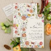 Fall In Love Pressed Wildflower Bridal Shower 招待状