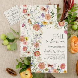 Fall In Love Pressed Wildflower Bridal Shower 招待状