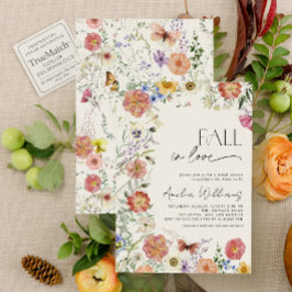 Fall In Love Pressed Wildflower Bridal Shower 招待状