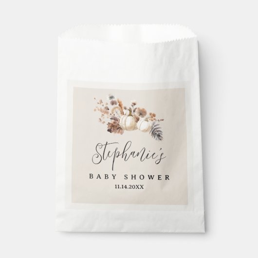 Fall In Love Pumpkin ベビーシャワー フェイバーバッグ (正面)