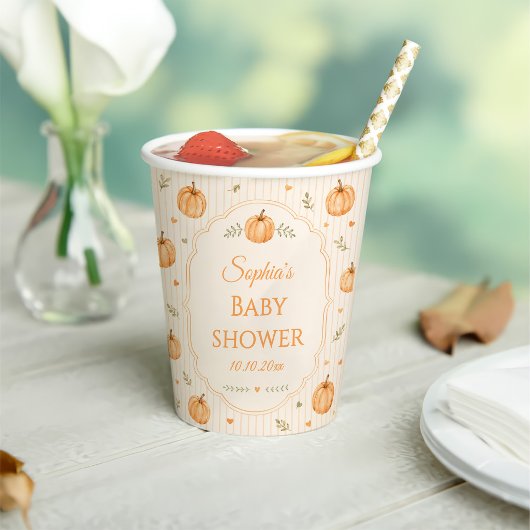 Fall In Love Pumpkin ベビーシャワー 紙コップ