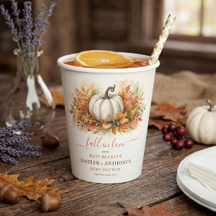 Fall In Love Pumpkin ベビーシャワー 紙コップ