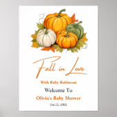 Fall in Love Pumpkin Baby Shower Welcome  ポスター (正面)