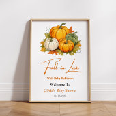 Fall in Love Pumpkin Baby Shower Welcome  ポスター