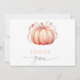 Fall in Love Pumpkin Bow Baby Shower Thank You サンキューカード