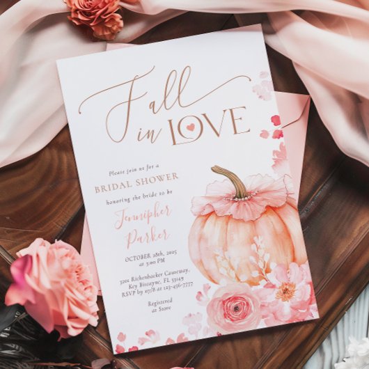Fall in Love Pumpkin Bridal Shower Invitation 招待状