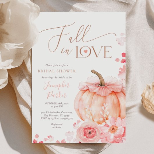 Fall in Love Pumpkin Bridal Shower Invitation 招待状