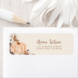 Fall in Love Pumpkin Bridal Shower Return Address ラベル