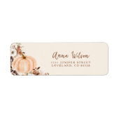 Fall in Love Pumpkin Bridal Shower Return Address ラベル (正面)