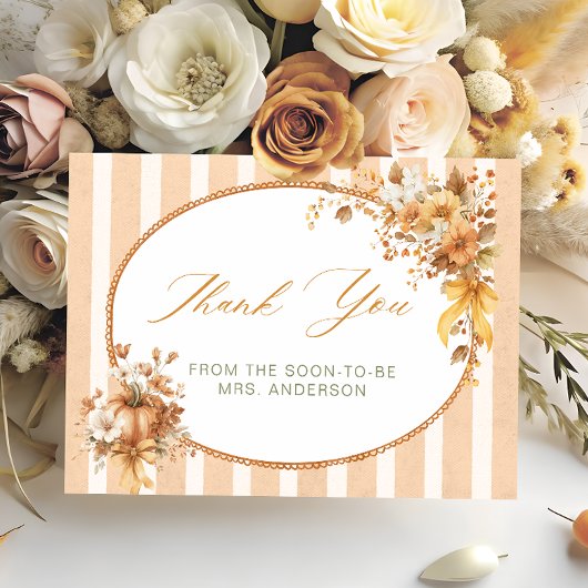 Fall in Love Pumpkin Bridal Shower Thank You Card サンキューカード