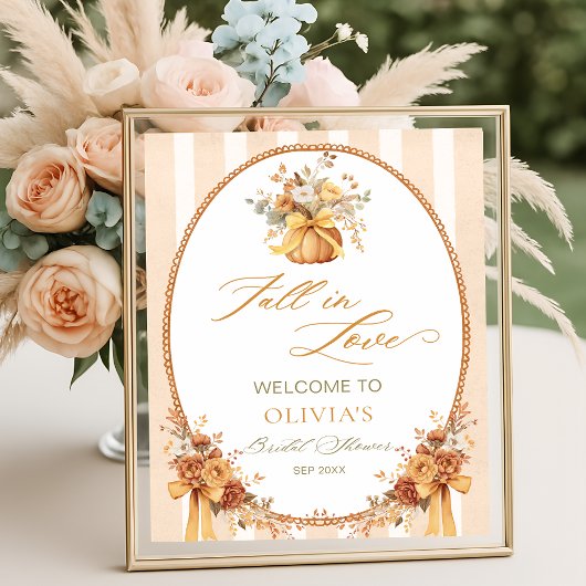 Fall in Love Pumpkin Bridal Shower Welcome ポスター