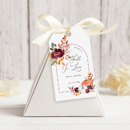 Fall In Love Pumpkin Floral Bridal Shower ギフトタグ