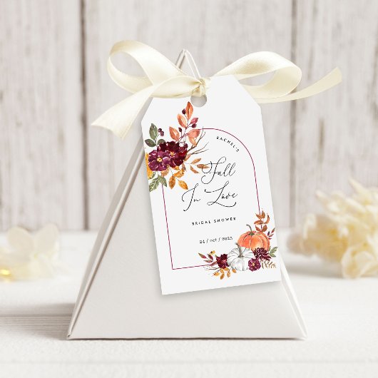 Fall In Love Pumpkin Floral Bridal Shower ギフトタグ