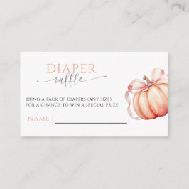 Fall in Love Pumpkin Pink Bow Diaper Raffle エンクロージャーカード