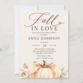 Fall in Love Pumpkin QRコード ラスティック・ブライダルシャワー 招待状 (正面)