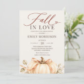 Fall in Love Pumpkin QRコード ラスティック・ブライダルシャワー 招待状 (スタンド正面)