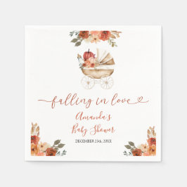 Fall In Love Pumpkin Stroller Floral Baby Shower スタンダードカクテルナプキン