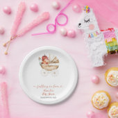 Fall In Love Pumpkin Stroller Floral Baby Shower ペーパープレート (パーティー)