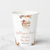 Fall In Love Pumpkin Stroller Floral Baby Shower 紙コップ (裏面)