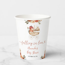 Fall In Love Pumpkin Stroller Floral Baby Shower 紙コップ