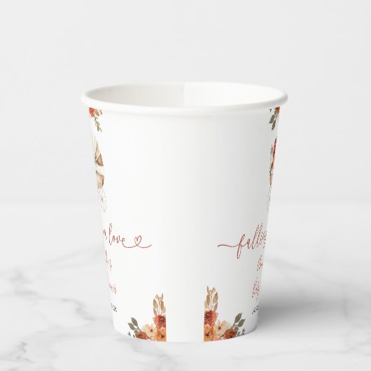 Fall In Love Pumpkin Stroller Floral Baby Shower 紙コップ (左)