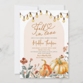 Fall in Love Pumpkin Wildflower Bridal Shower 招待状 (正面)