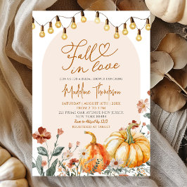 Fall in Love Pumpkin Wildflower Bridal Shower 招待状