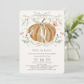 Fall in Love Pumpkin Wildflowers Bridal Shower 招待状 (スタンド正面)