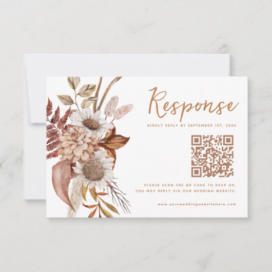 Fall In Love Rustic Autumn Wedding RSVP Card (正面)