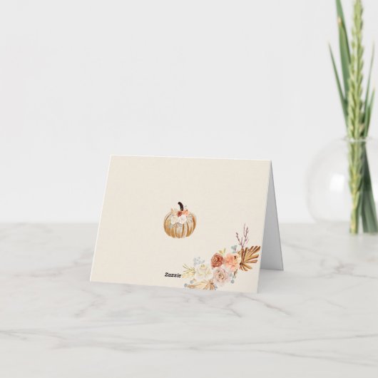 Fall In Love Rustic Elegant Bridal Shower サンキューカード (裏面)