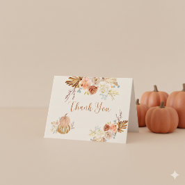 Fall In Love Rustic Elegant Bridal Shower サンキューカード
