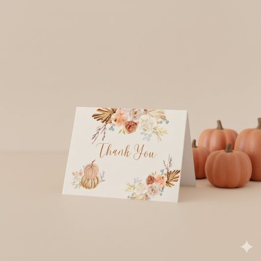 Fall In Love Rustic Elegant Bridal Shower サンキューカード