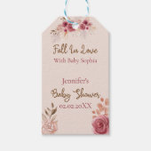 Fall In Love Rustic Pink Floral Baby Shower  ギフトタグ (正面)