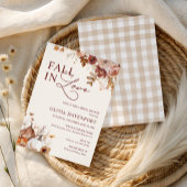 Fall in Love Rustic Pumpkin Floral Bridal Shower 招待状