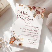 Fall in Love Rustic Pumpkin Floral Bridal Shower 招待状